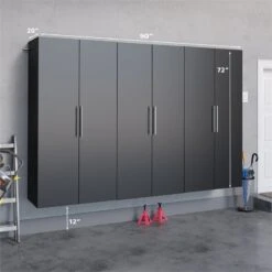 Prepac HangUps 3 Piece 108" Wooden Garage Storage Cabinet Set K In Black -Cymax Sales 2332619 4 L 1