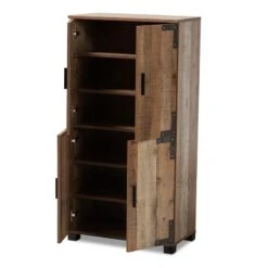 Bowery Hill Finished Wood 2-Door Shoe Cabinet In Rustic Brown 31 Bowery Hill Finished Wood 2-Door Shoe Cabinet In Rustic Brown -Cymax Sales 2334308 1 L