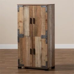 Bowery Hill Finished Wood 2-Door Shoe Cabinet In Rustic Brown 38 Bowery Hill Finished Wood 2-Door Shoe Cabinet In Rustic Brown -Cymax Sales 2334308 8 L