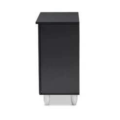 Bowery Hill Two-Tone Oak Wood 2-Door Shoe Cabinet In Dark Gray -Cymax Sales 2366943 3 L