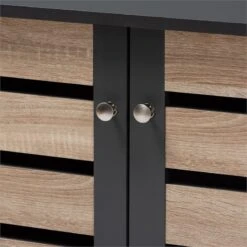 Bowery Hill Two-Tone Oak Wood 2-Door Shoe Cabinet In Dark Gray -Cymax Sales 2366943 4 L