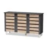 Bowery Hill Two-Tone Oak Wood 2-Door Shoe Cabinet In Dark Gray