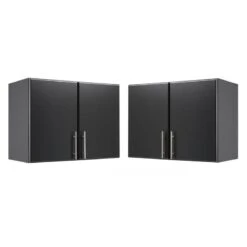 Home Square 2 Piece Stackable Wood Wall Cabinet Set In Black