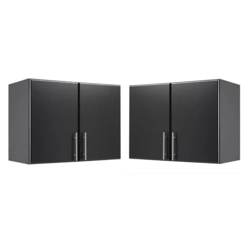 Home Square 2 Piece Stackable Wood Wall Cabinet Set In Black -Cymax Sales 2381364 L