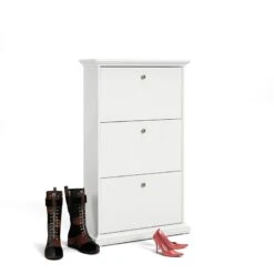Home Square 3 Drawer Wood Shoe Cabinet Set In White (Set Of 2) -Cymax Sales 2384189 5 L