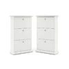 Home Square 3 Drawer Wood Shoe Cabinet Set In White (Set Of 2)