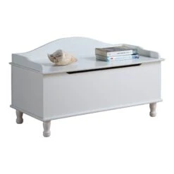 Pilaster Designs Marie Contemporary Solid Wood Storage Bench In White