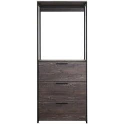 Klair Living Monica Wood And Metal Walk-in Closet With 1-Drawer In Rustic Gray -Cymax Sales 2443565 L