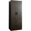 Klair Living Brook 2-door Wood Closet W/2-Drawers & Hanging Bars In Dark Brown