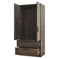 Klair Living Brook 2-door Wood Closet W/2-Drawers & Hanging Bars In Dark Brown 7 Klair Living Brook 2-door Wood Closet W/2-Drawers & Hanging Bars In Dark Brown -Cymax Sales 2443569 6 L