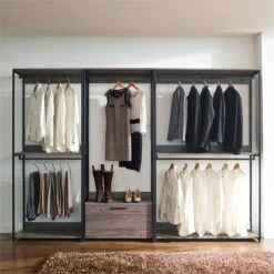 Klair Living Monica 47.2" Wood Walk-in Closet Organizer With Shelf - Rustic Gray -Cymax Sales 2443587 3 L