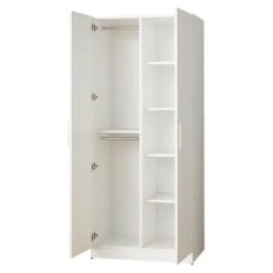 Klair Living Viviane Wood Closet With Hanging Bars And 5 Shelves In White -Cymax Sales 2443600 6 L
