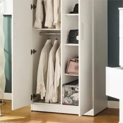 Klair Living Viviane Wood Closet With Hanging Bars And 5 Shelves In White -Cymax Sales 2443600 8 L