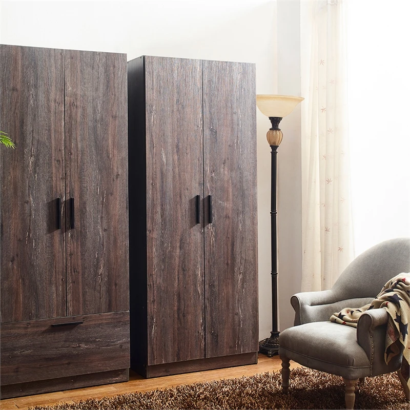 Klair Living Willow 2-door Wood Closet With One Shelf In Rustic Gray 2 Klair Living Willow 2-door Wood Closet With One Shelf In Rustic Gray - Image 2