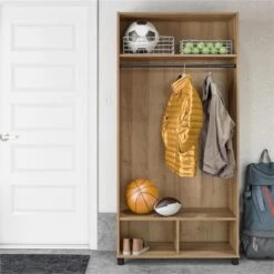 SystemBuild Lory 36" Wide Mudroom Cabinet In Dove Gray -Cymax Sales 2458241 3 L