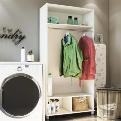 SystemBuild Lory 36" Wide Mudroom Cabinet In Dove Gray -Cymax Sales 2458243 2 L