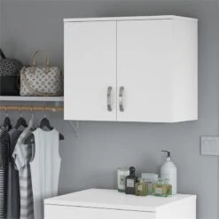 Universal Closet Wall Cabinet With Doors In White - Engineered Wood