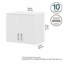 Universal Closet Wall Cabinet With Doors In White - Engineered Wood -Cymax Sales 2459367 9 L
