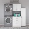 Universal 3 Piece Laundry Room Storage Set In White - Engineered Wood
