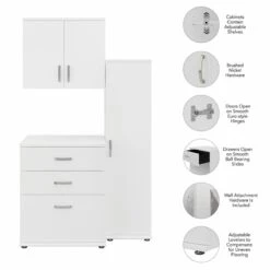 Universal 3 Piece Laundry Room Storage Set In White - Engineered Wood 22 Universal 3 Piece Laundry Room Storage Set In White - Engineered Wood -Cymax Sales 2459381 2 L
