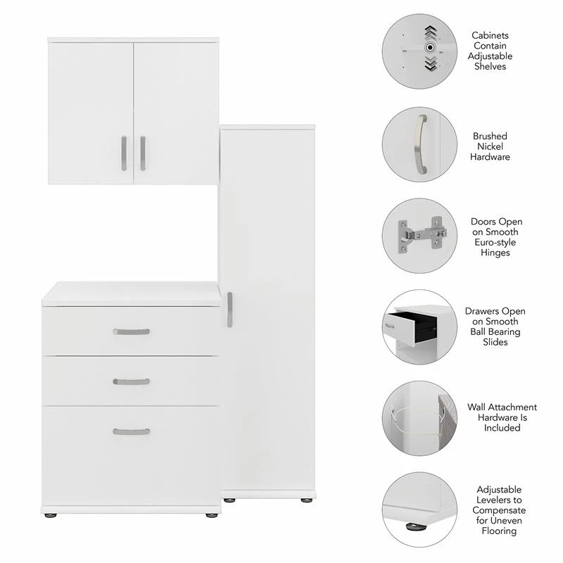 Universal 3 Piece Laundry Room Storage Set In White - Engineered Wood 3 Universal 3 Piece Laundry Room Storage Set In White - Engineered Wood - Image 3