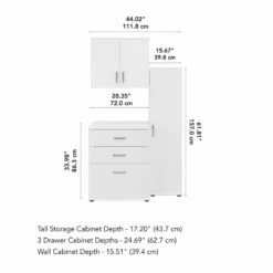 Universal 3 Piece Laundry Room Storage Set In White - Engineered Wood 26 Universal 3 Piece Laundry Room Storage Set In White - Engineered Wood -Cymax Sales 2459381 6 L