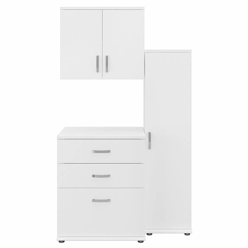 Universal 3 Piece Laundry Room Storage Set In White - Engineered Wood 2 Universal 3 Piece Laundry Room Storage Set In White - Engineered Wood - Image 2
