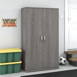 Universal Tall Garage Storage Cabinet In Platinum Gray - Engineered Wood -Cymax Sales 2459409 1 L