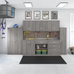 Universal Tall Garage Storage Cabinet In Platinum Gray - Engineered Wood -Cymax Sales 2459409 2 L