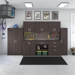 Universal Tall Garage Storage Cabinet In Platinum Gray - Engineered Wood -Cymax Sales 2459410 2 L