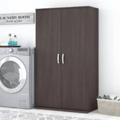 Universal Tall Linen Cabinet With Doors In White - Engineered Wood 32 Universal Tall Linen Cabinet With Doors In White - Engineered Wood -Cymax Sales 2459449 1 L