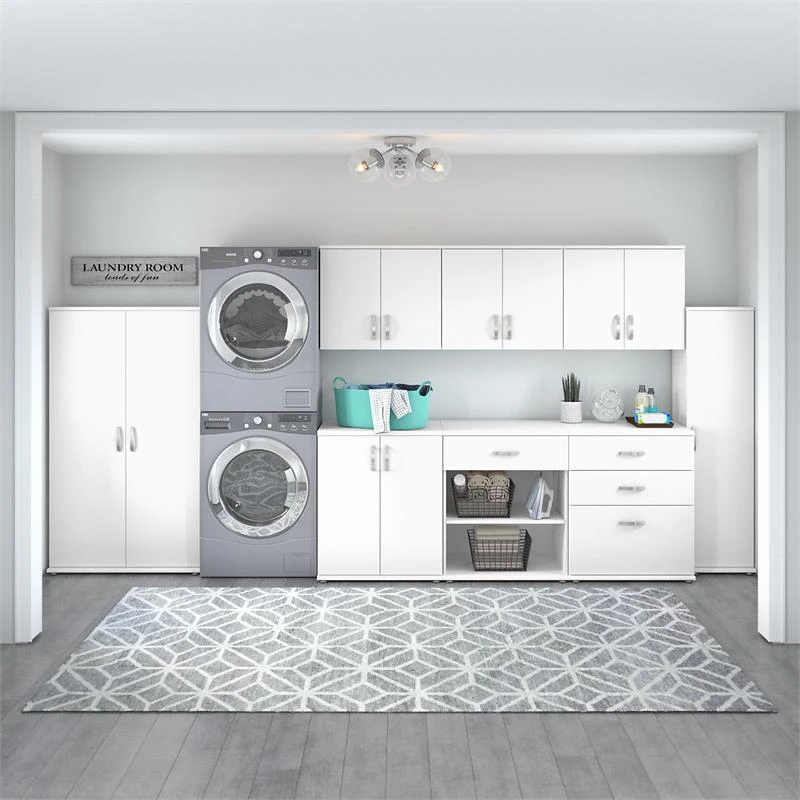 Universal Tall Linen Cabinet With Doors In White - Engineered Wood 3 Universal Tall Linen Cabinet With Doors In White - Engineered Wood - Image 3