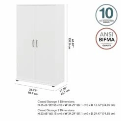 Universal Tall Linen Cabinet With Doors In White - Engineered Wood 29 Universal Tall Linen Cabinet With Doors In White - Engineered Wood -Cymax Sales 2459450 9 L