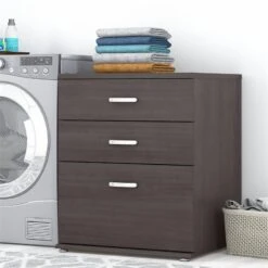 Universal Laundry Room Cabinet With Drawers In Platinum Gray - Engineered Wood -Cymax Sales 2459455 1 L