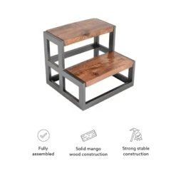 Pemberly Row Modern Metal Bed Steps With Iron Frame In Gunmetal Gray -Cymax Sales 2461158 12 L