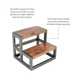 Pemberly Row Modern Metal Bed Steps With Iron Frame In Gunmetal Gray -Cymax Sales 2461158 13 L