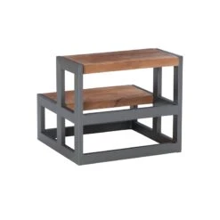 Pemberly Row Modern Metal Bed Steps With Iron Frame In Gunmetal Gray -Cymax Sales 2461158 4 L