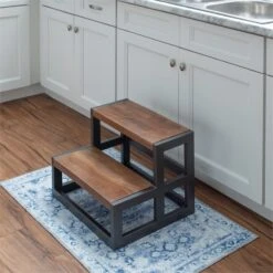 Pemberly Row Modern Metal Bed Steps With Iron Frame In Gunmetal Gray -Cymax Sales 2461158 7 L