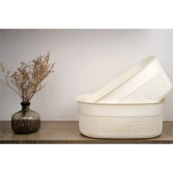 HANAMYA Storage Basket Organizer With Handle 13 Liter In Beige (Set Of 4) -Cymax Sales 2461544 5 L