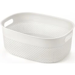 HANAMYA Storage Basket Organizer With Handle 13 Liter In Beige (Set Of 4)