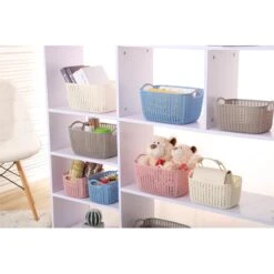 HANAMYA Storage Basket Organizer With Handle 20 Liter In Beige (Set Of 4) -Cymax Sales 2461545 3 L