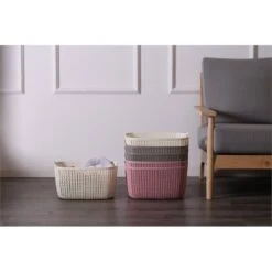 HANAMYA Storage Basket Organizer With Handle 20 Liter In Beige (Set Of 4) -Cymax Sales 2461545 5 L