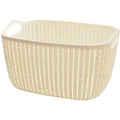 HANAMYA Storage Basket Organizer With Handle 20 Liter In Beige (Set Of 4)