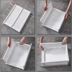 HANAMYA Folding And Stackable Storage Shelf Closet Organizer In White (Set Of 4) -Cymax Sales 2461551 3 L