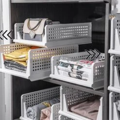 HANAMYA Folding And Stackable Storage Shelf Closet Organizer In White (Set Of 4) -Cymax Sales 2461551 6 L