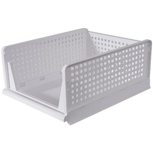 HANAMYA Folding And Stackable Storage Shelf Closet Organizer In White (Set Of 4) -Cymax Sales 2461551 L