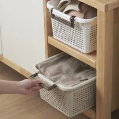 HANAMYA Stackable Storage Basket Organizer With Handle 20 Liter White (Set Of 4) -Cymax Sales 2461552 10 L