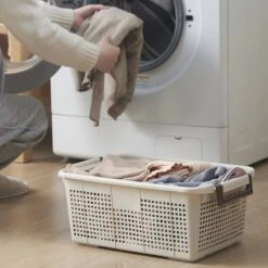 HANAMYA Stackable Storage Basket Organizer With Handle 20 Liter White (Set Of 4) -Cymax Sales 2461552 11 L