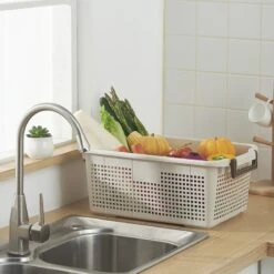 HANAMYA Stackable Storage Basket Organizer With Handle 20 Liter White (Set Of 4) -Cymax Sales 2461552 8 L