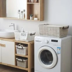 HANAMYA Stackable Storage Basket Organizer With Handle 20 Liter White (Set Of 4) -Cymax Sales 2461552 9 L